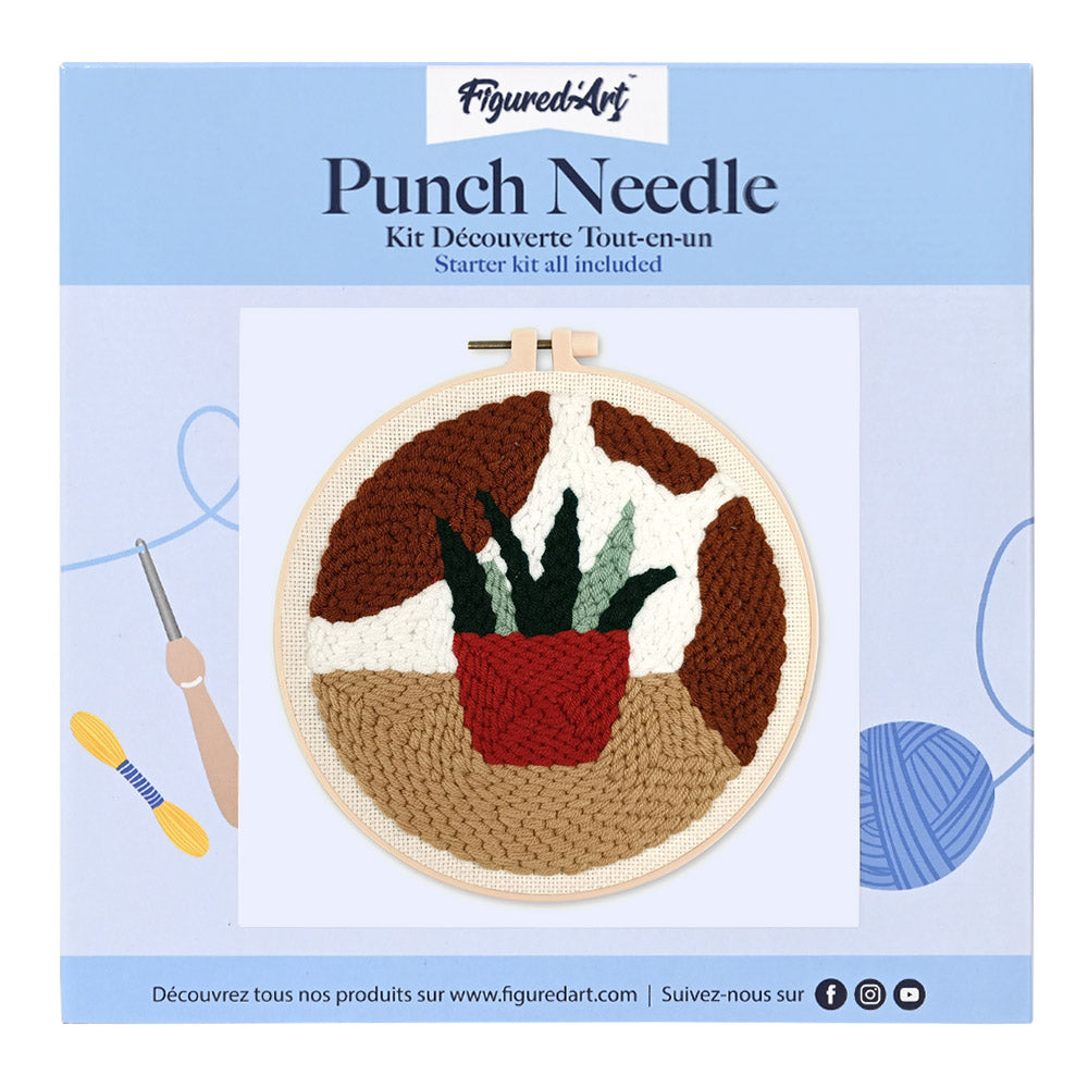 Punch Needle 20 x 20 cm Pflanze im roten Topf - Kidis Art