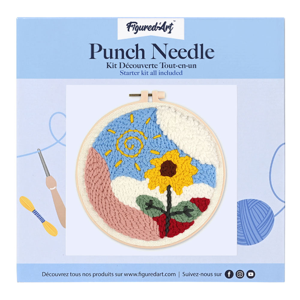Punch Needle 20 x 20 cm Blume bei Sonnenaufgang - Kidis Art