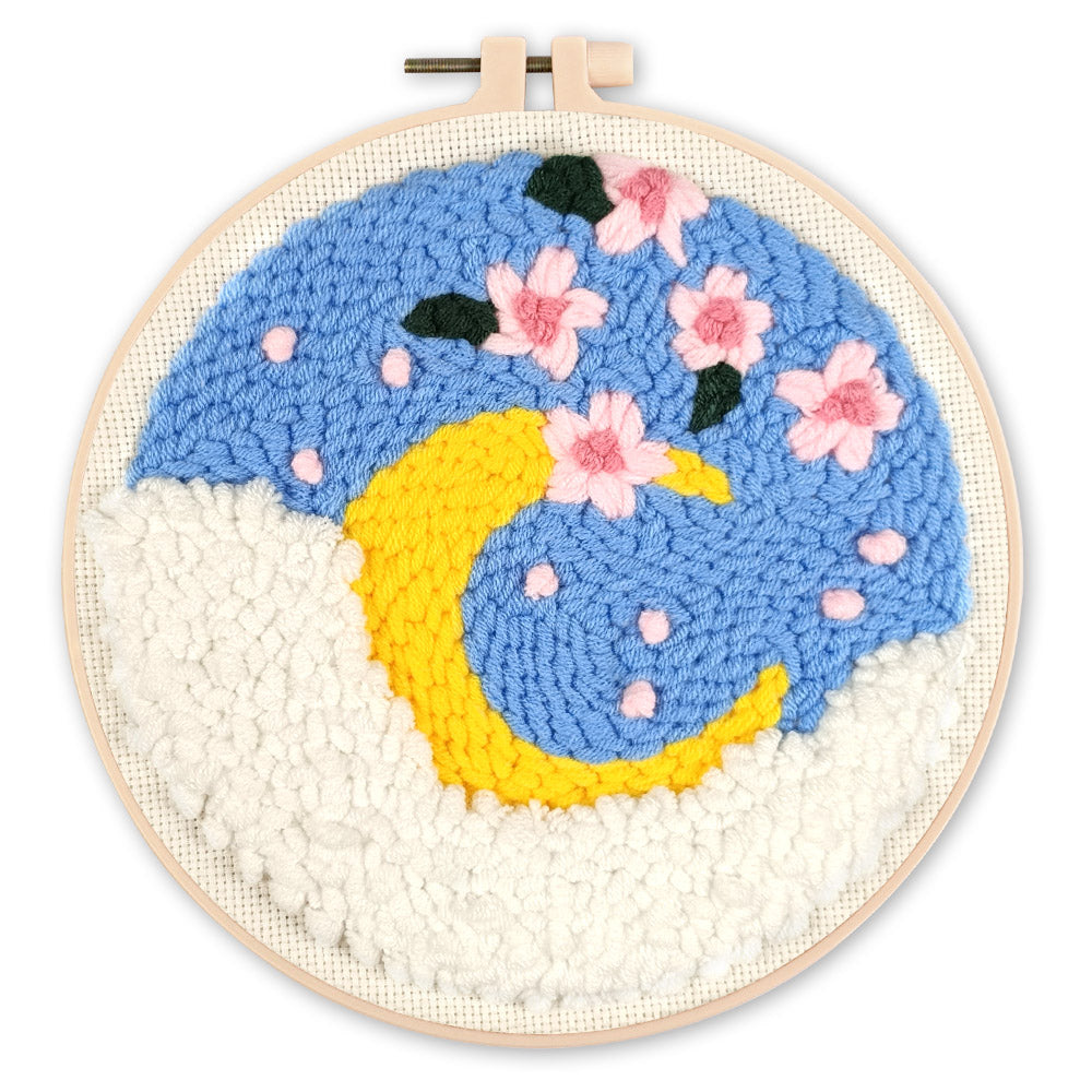 Punch Needle 20 x 20 cm Kirschblüten und Mond - Kidis Art