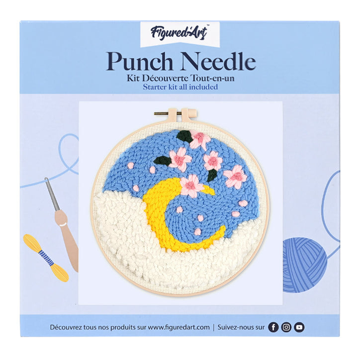 Punch Needle 20 x 20 cm Kirschblüten und Mond - Kidis Art