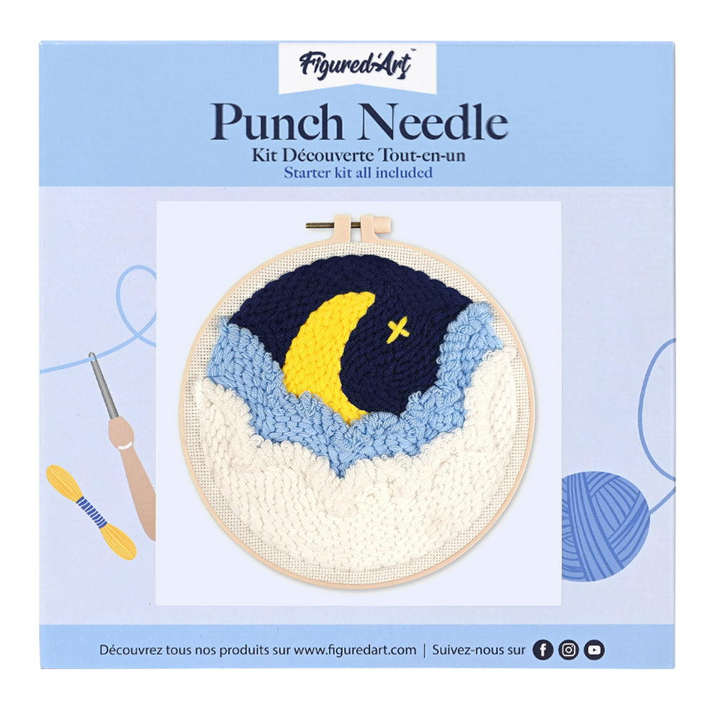 Punch Needle 20 x 20 cm Verborgener Mond - Kidis Art