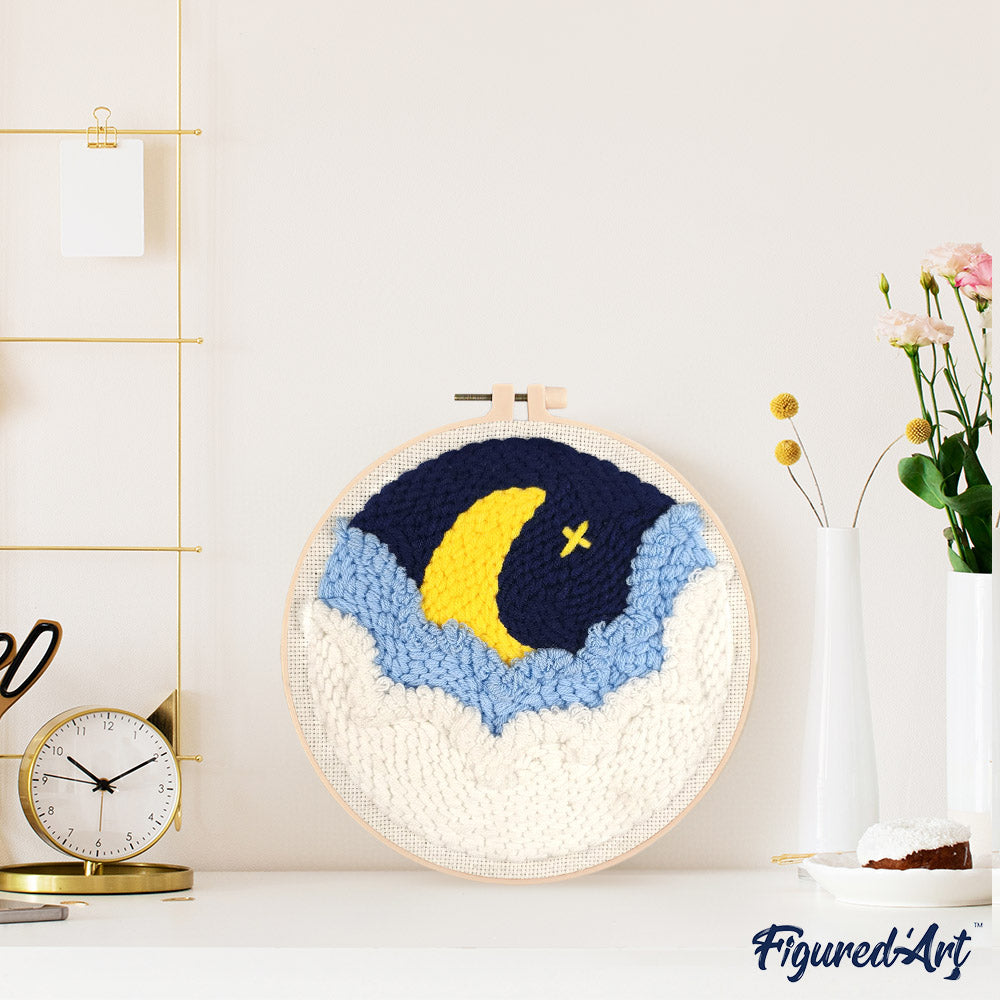 Punch Needle 20 x 20 cm Verborgener Mond - Kidis Art