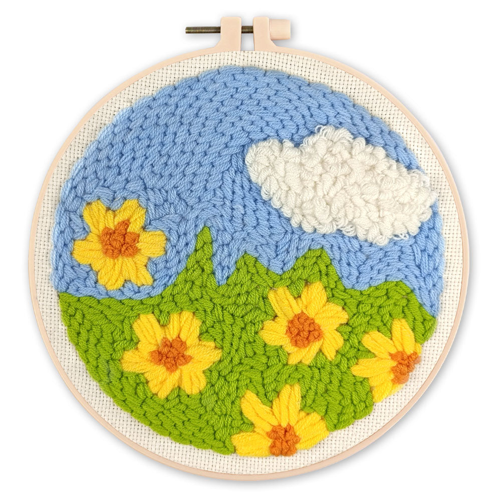 Punch Needle 20 x 20 cm Blumenfeld - Kidis Art