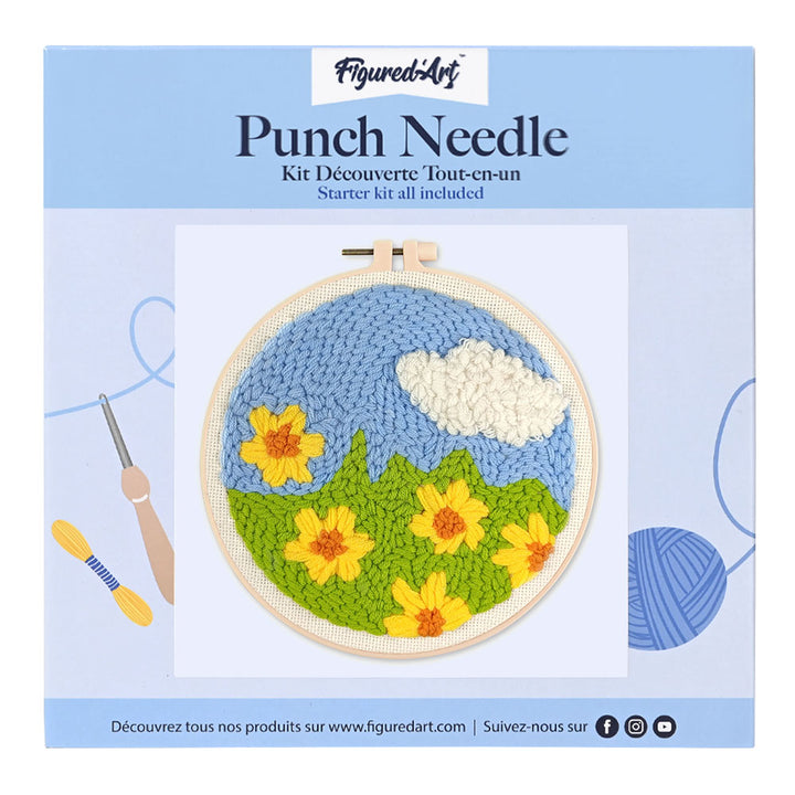 Punch Needle 20 x 20 cm Blumenfeld - Kidis Art