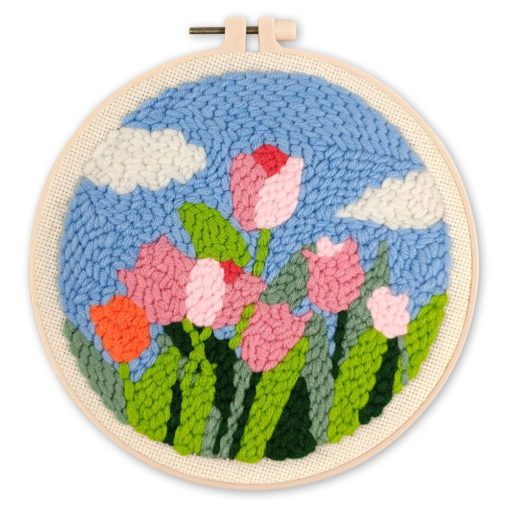 Punch Needle 20 x 20 cm Tulpen und blauer Himmel - Kidis Art
