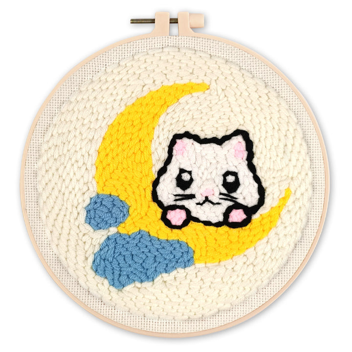 Punch Needle 20 x 20 cm Katze auf dem Mond - Kidis Art