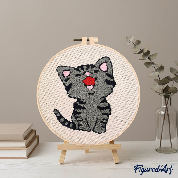 Punch Needle 20 x 20 cm Lachende Katze - Kidis Art