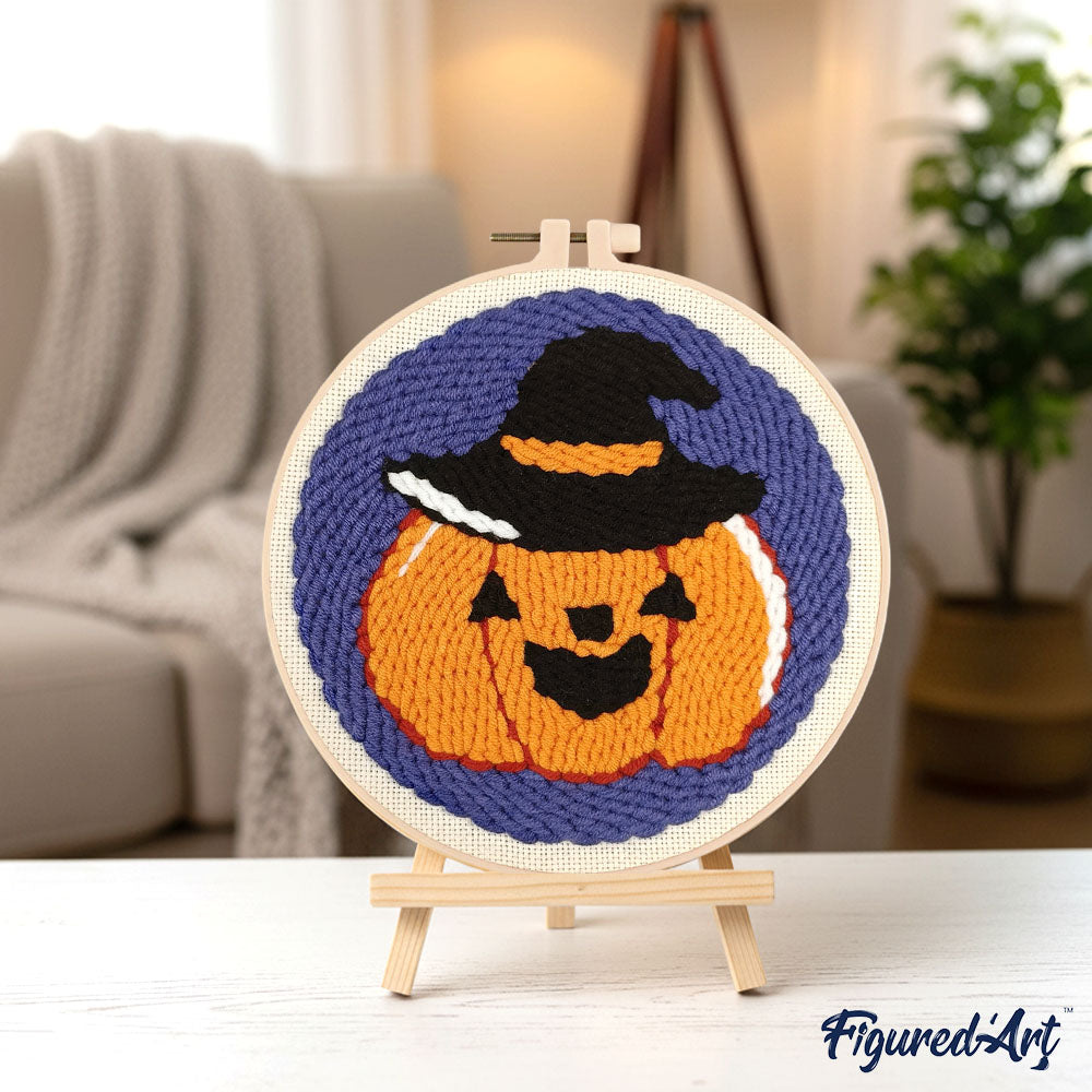 Punch Needle 20 x 20 cm Halloween-Kürbis - Kidis Art