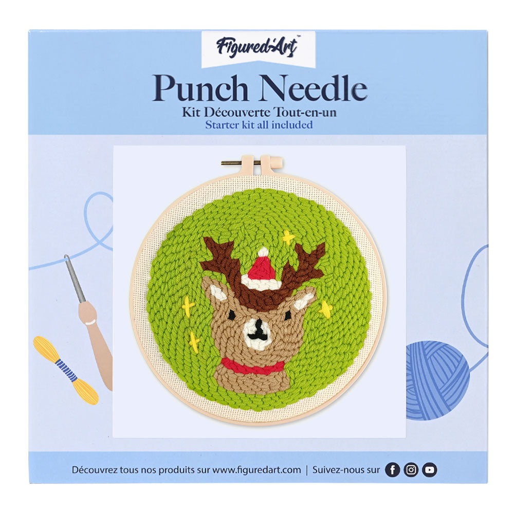 Punch Needle 20 x 20 cm Weihnachtsrentier - Kidis Art
