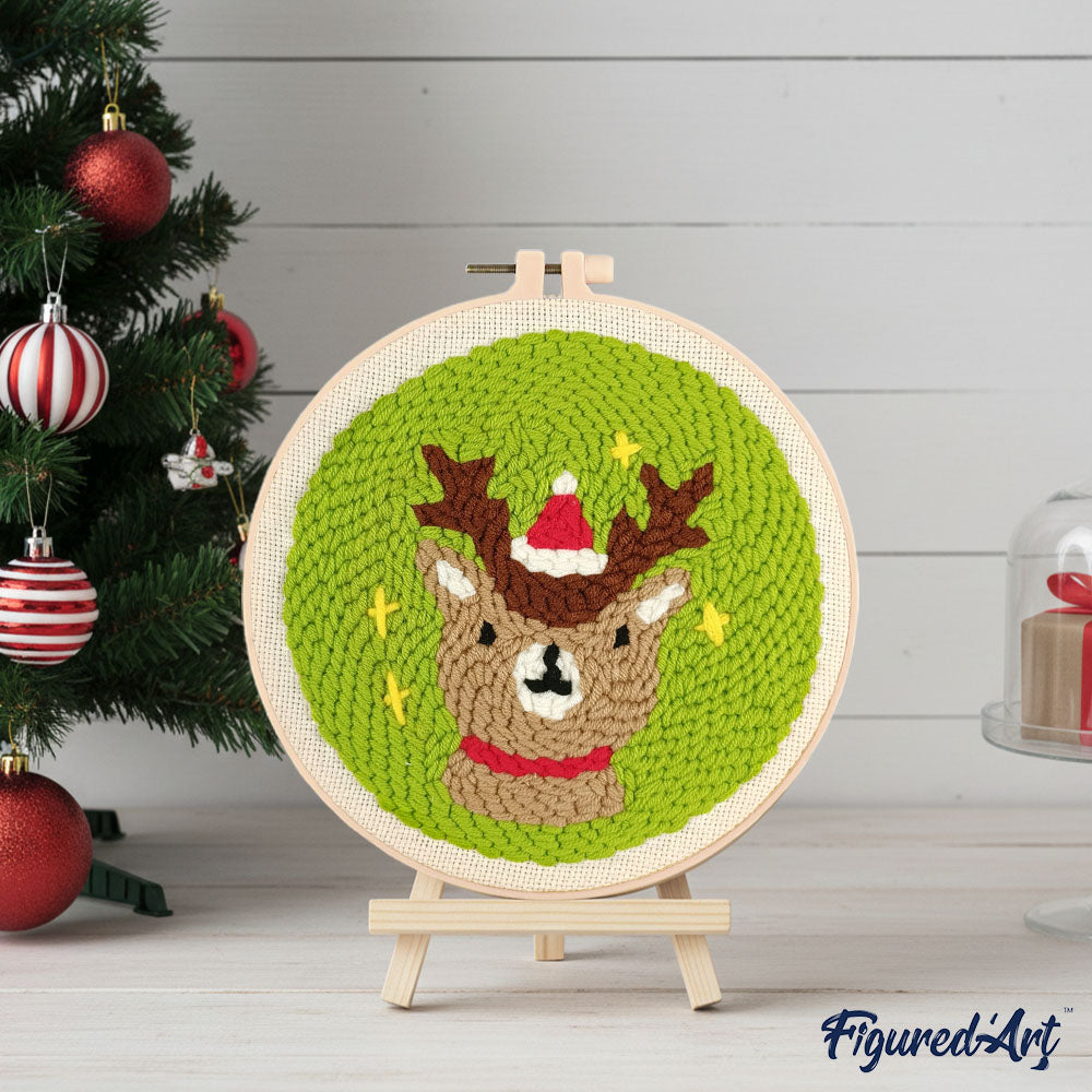 Punch Needle 20 x 20 cm Weihnachtsrentier - Kidis Art