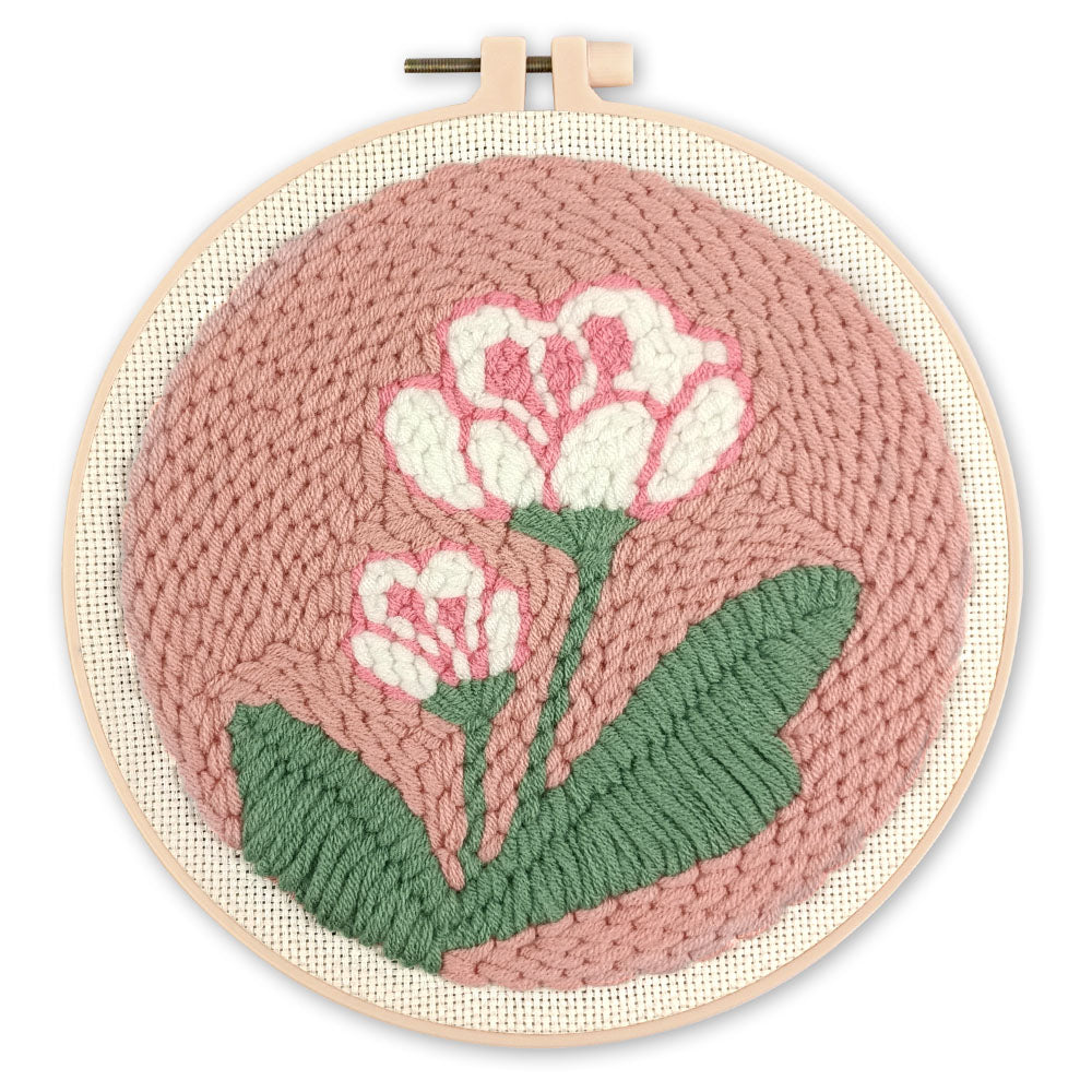 Punch Needle 20 x 20 cm Weiße Blumen 2 - Kidis Art