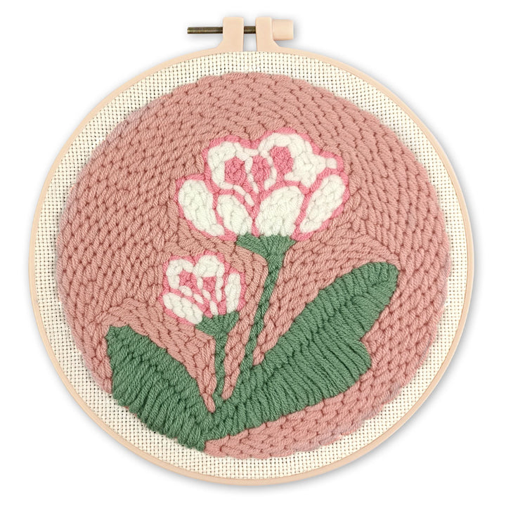 Punch Needle 20 x 20 cm Weiße Blumen 2 - Kidis Art