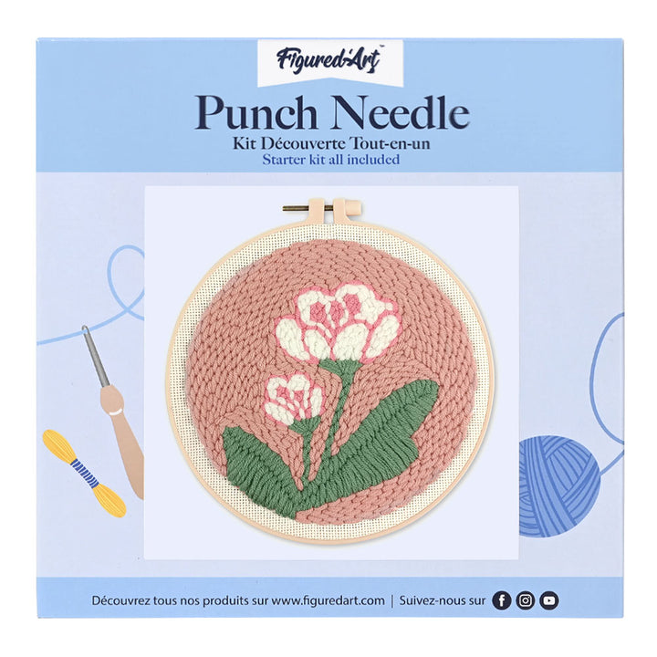 Punch Needle 20 x 20 cm Weiße Blumen 2 - Kidis Art