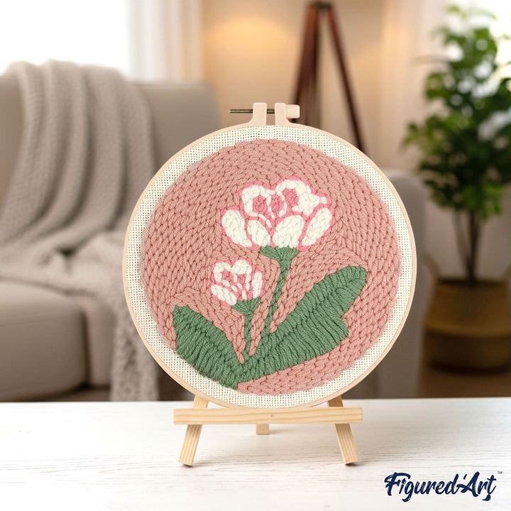 Punch Needle 20 x 20 cm Weiße Blumen 2 - Kidis Art
