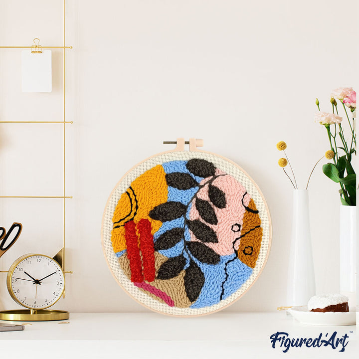 Punch Needle 20 x 20 cm Botanisch abstrakt 4 - Kidis Art
