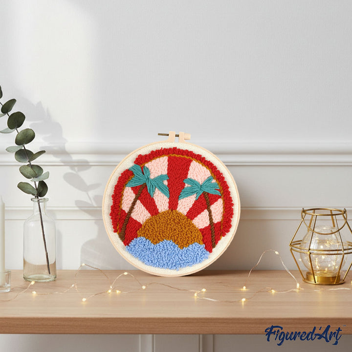 Punch Needle 20 x 20 cm Tropischer Sonnenuntergang - Kidis Art