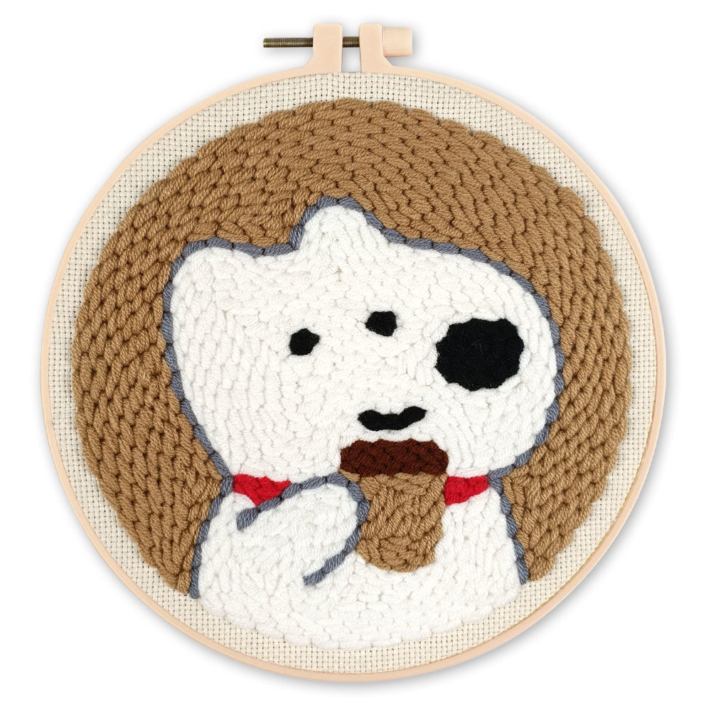 Punch Needle 20 x 20 cm Weißer Hund und Kaffee - Kidis Art