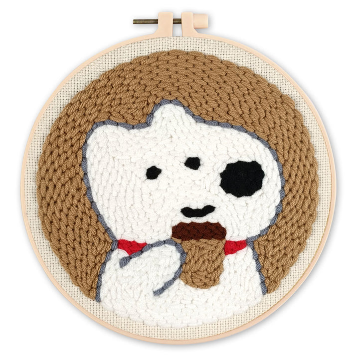 Punch Needle 20 x 20 cm Weißer Hund und Kaffee - Kidis Art