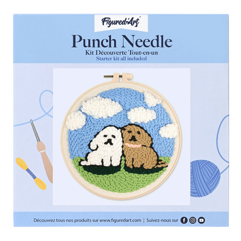Punch Needle 20 x 20 cm Zwei Hunde - Kidis Art