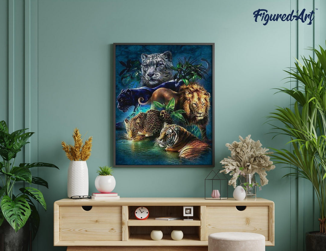 Diamond Painting 40x50 gerollte Leinwand Figured’Art Dschungeltiere - Kidis Art