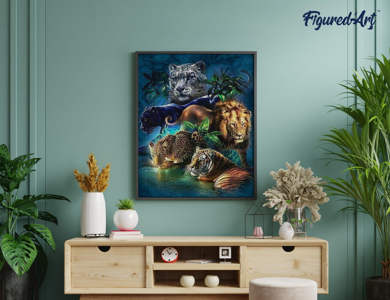 Diamond Painting 40x50 gerollte Leinwand Figured’Art Dschungeltiere - Kidis Art