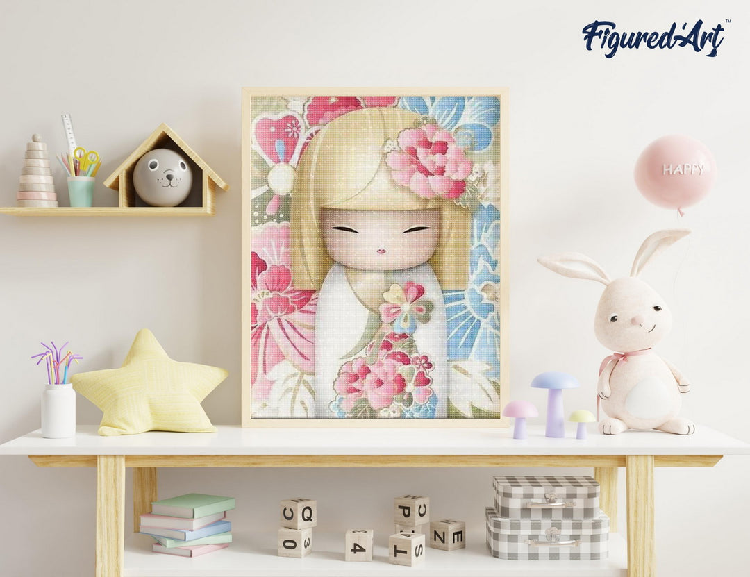 Diamond Painting 40x50 gerollte Leinwand Figured’Art Asiatische Puppe - Kidis Art