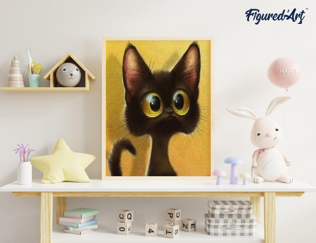 Diamond Painting 40x50 gerollte Leinwand Figured’Art Überraschte Katze - Kidis Art