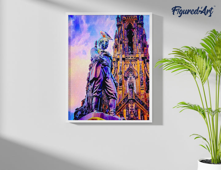 Diamond Painting 40x50 auf Keilrahmen gespannt Figured’Art Edinburgh Statue - Kidis Art