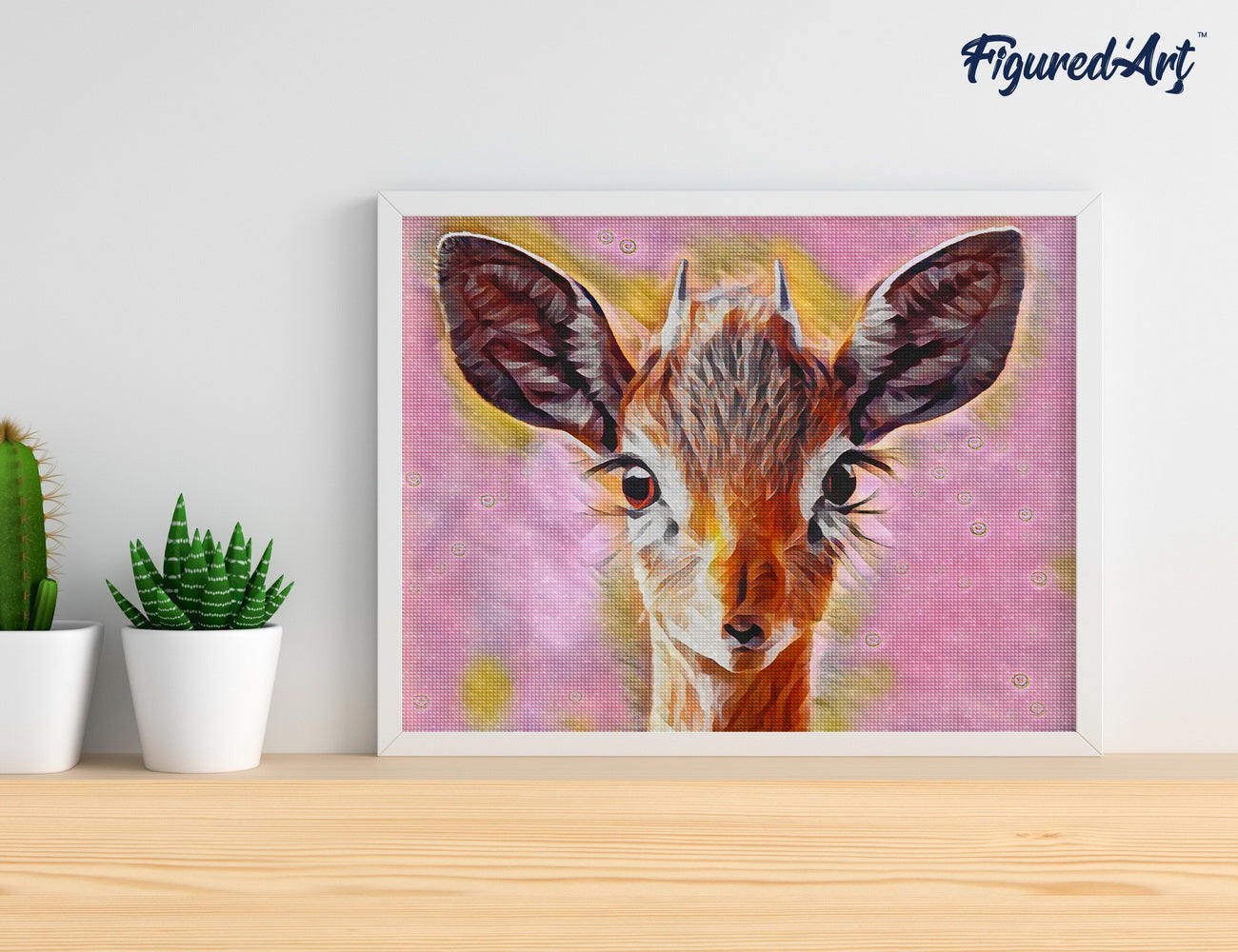 Diamond Painting 40x50 auf Keilrahmen gespannt Figured’Art Süsse Hirschkuh - Kidis Art