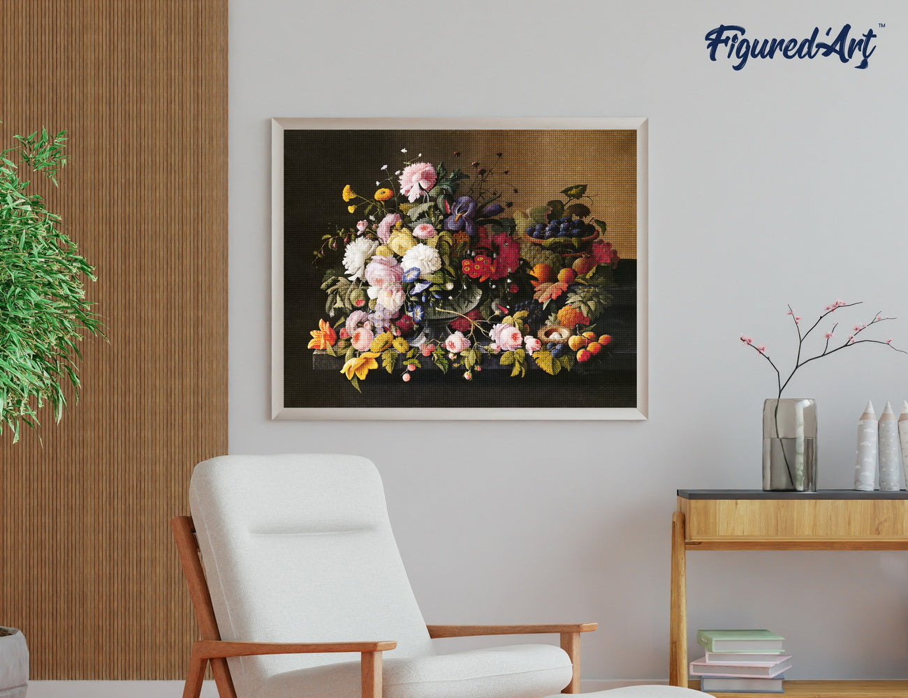 Diamond Painting 40x50 gerollte Leinwand Figured’Art Blumen und Obst – Severin Roesen - Kidis Art