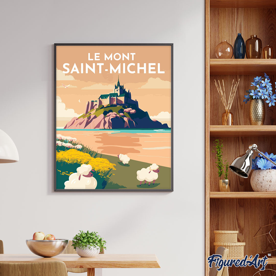Diamond Painting 40x50 gerollte Leinwand Figured’Art Poster Mont Saint-Michel - Kidis Art