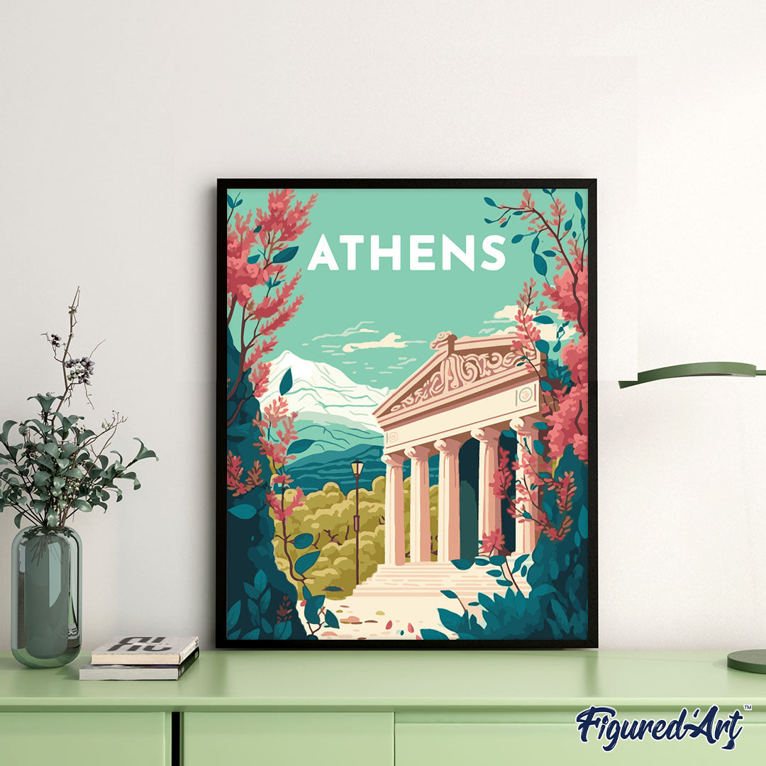 Diamond Painting 40x50 auf Keilrahmen gespannt Figured’Art Poster Athen - Kidis Art