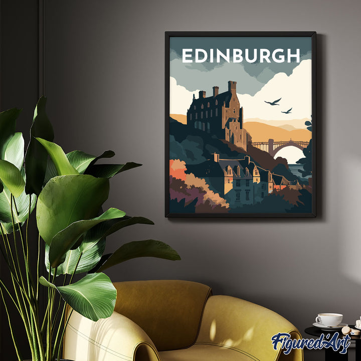 Diamond Painting 40x50 auf Keilrahmen gespannt Figured’Art Poster Edinburgh 40 x 50 cm, Leinwand auf Keilrahmen - Kidis Art