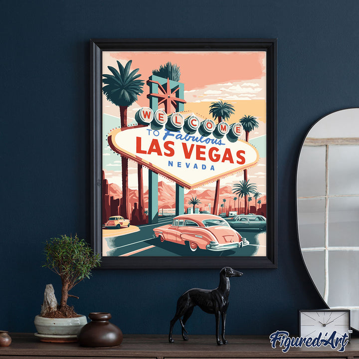 Diamond Painting 40x50 gerollte Leinwand Figured’Art Poster Las Vegas - Kidis Art