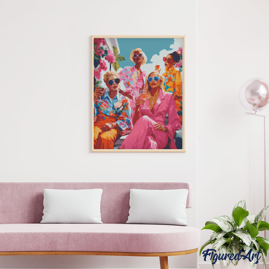 Diamond Painting 40x50 auf Keilrahmen gespannt Figured’Art Treffen der Divas – 40 x 50 cm auf Keilrahmen gespannt - Kidis Art