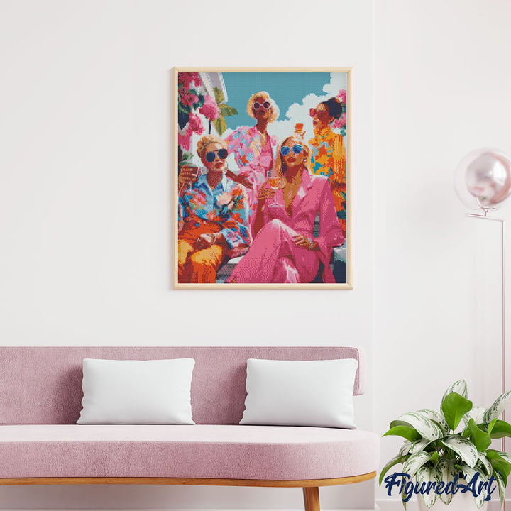 Diamond Painting 40x50 auf Keilrahmen gespannt Figured’Art Treffen der Divas – 40 x 50 cm auf Keilrahmen gespannt - Kidis Art