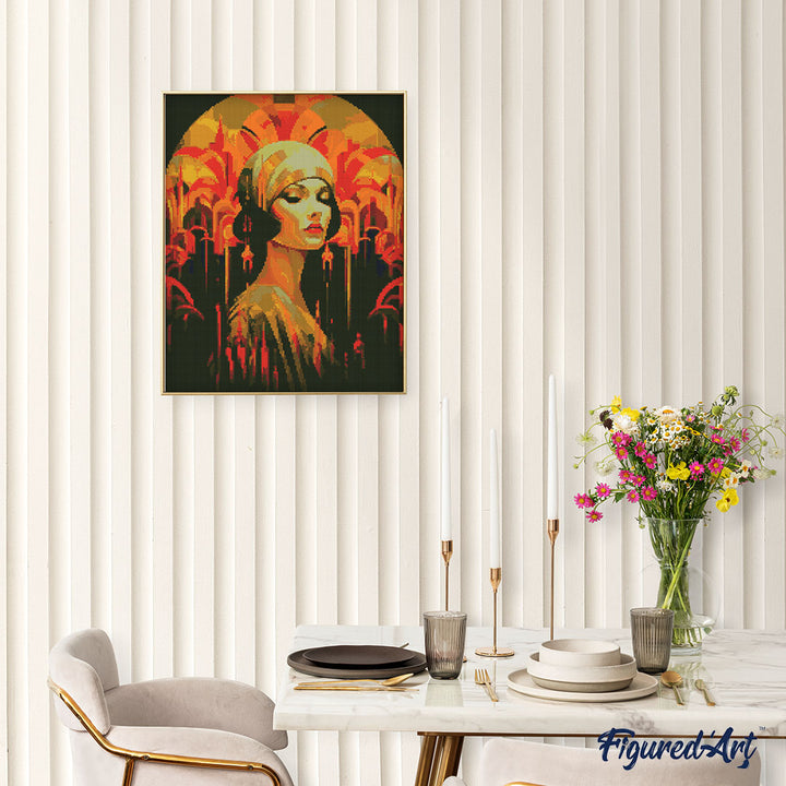 Diamond Painting 40x50 gerollte Leinwand Figured’Art Art-Deco-Frau - Kidis Art