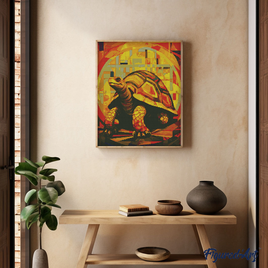 Diamond Painting 40x50 gerollte Leinwand Figured’Art Schildkröte Art Deco - Kidis Art