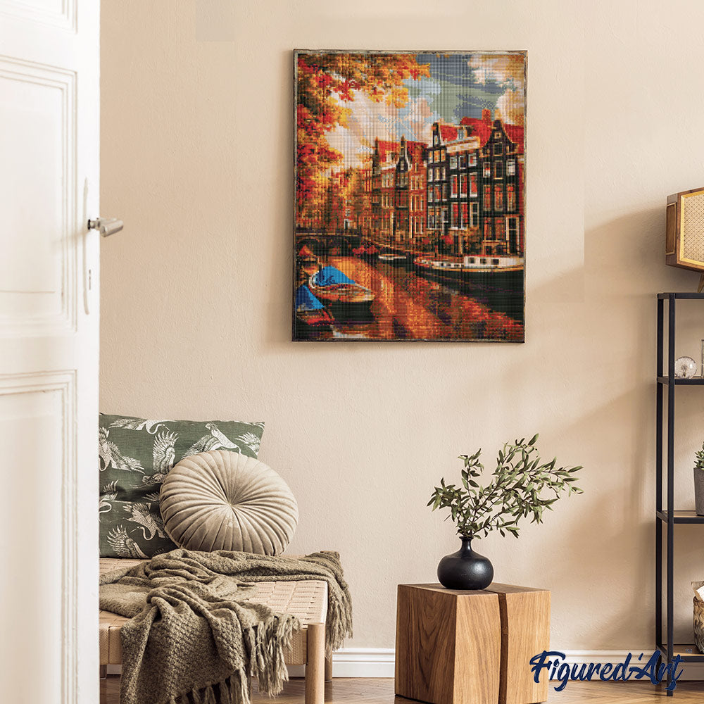 Diamond Painting 40x50 auf Keilrahmen gespannt Figured’Art Sonnenschein in Amsterdam - Kidis Art