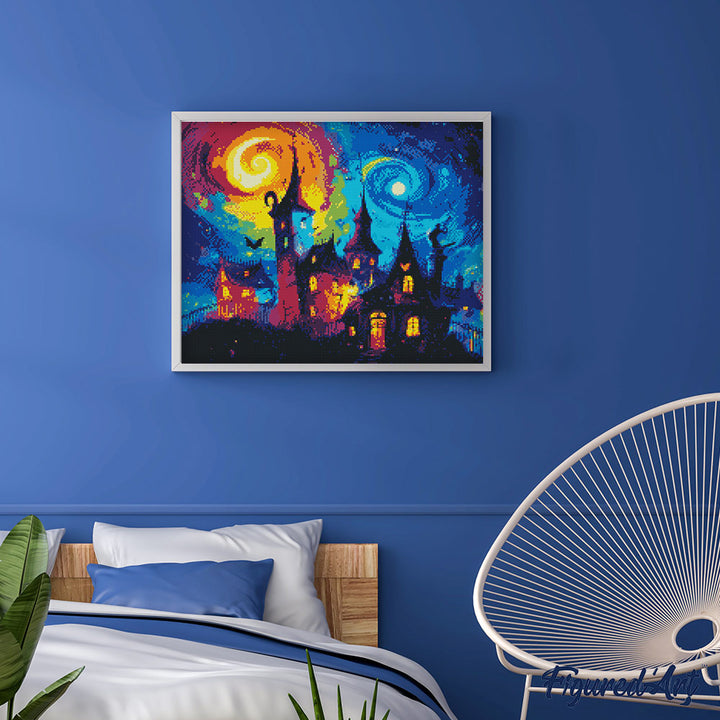 Diamond Painting 40x50 auf Keilrahmen gespannt Figured’Art Fantasie Schloss - Kidis Art