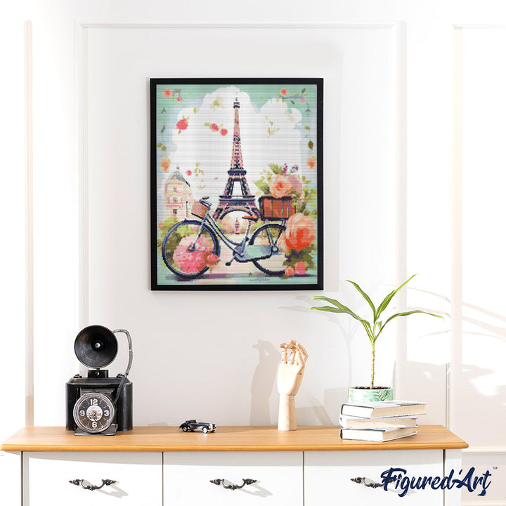 Diamond Painting 40x50 auf Keilrahmen gespannt Figured’Art Paris in Blüte - Kidis Art
