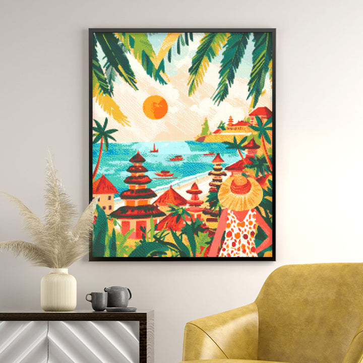 Diamond Painting 40x50 gerollte Leinwand Figured’Art Bali Sonnenuntergang - Kidis Art