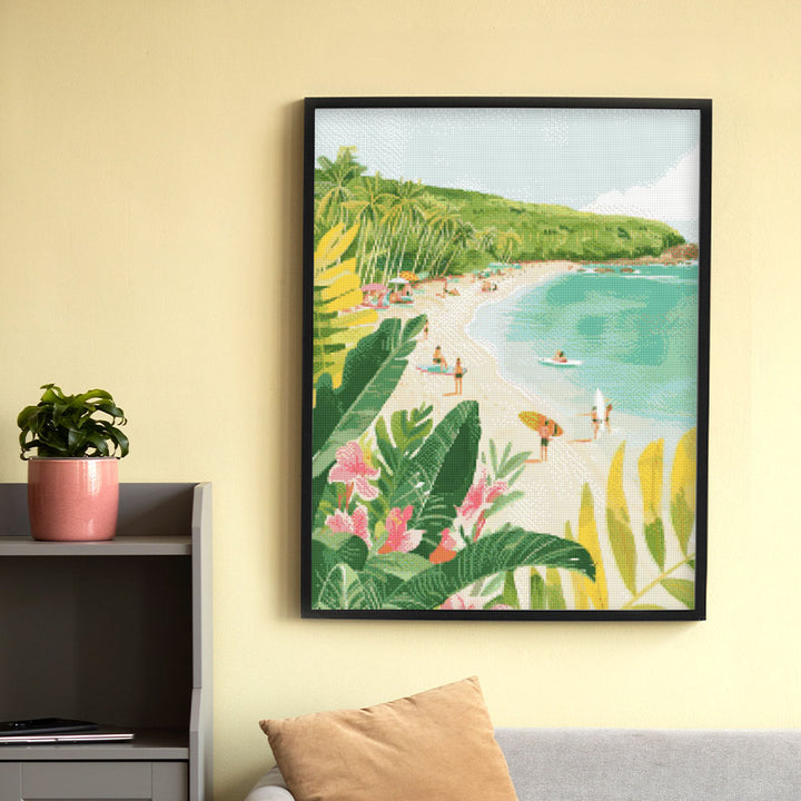 Diamond Painting 40x50 gerollte Leinwand Figured’Art Surfparadies - Kidis Art