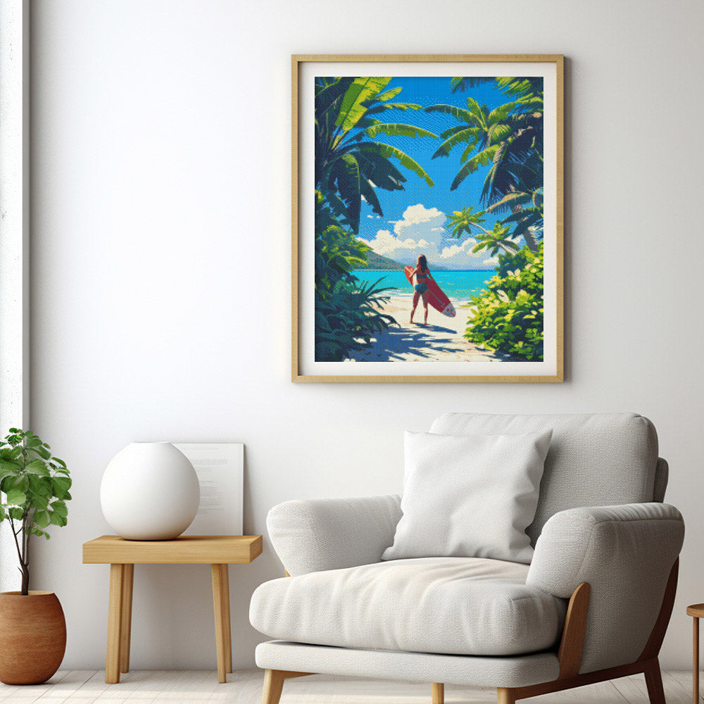 Diamond Painting 40x50 gerollte Leinwand Figured’Art Tropisches Surfparadies - Kidis Art