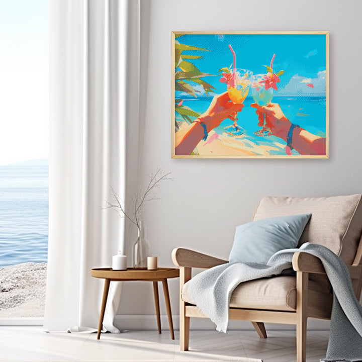Diamond Painting 40x50 auf Keilrahmen gespannt Figured’Art Strand-Toast - Kidis Art