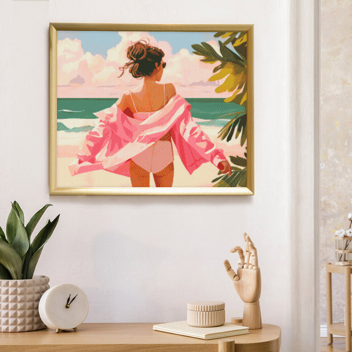 Diamond Painting 40x50 gerollte Leinwand Figured’Art Geniesse den Strand - Kidis Art