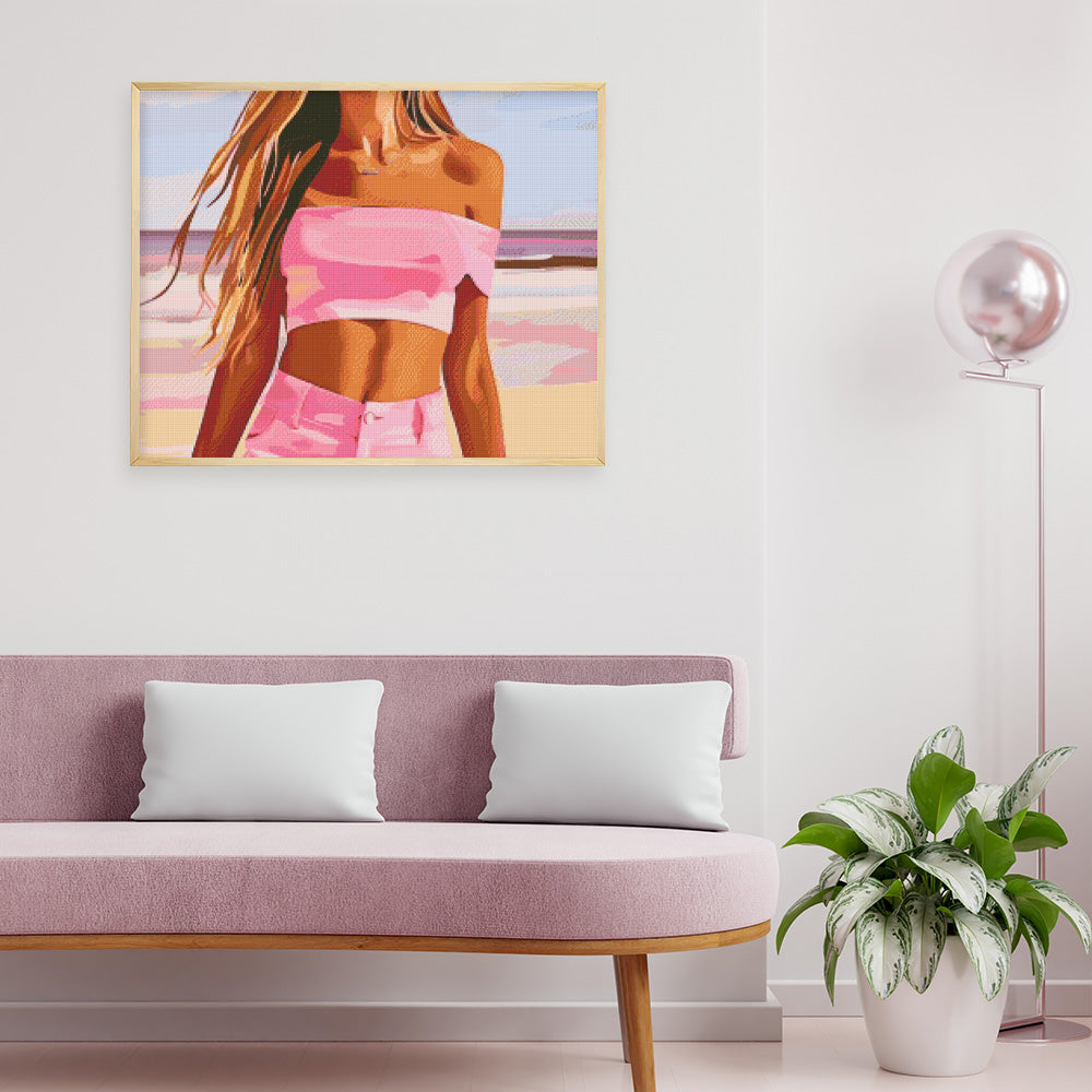 Diamond Painting 40x50 auf Keilrahmen gespannt Figured’Art Meer, Sand und Stil - Kidis Art