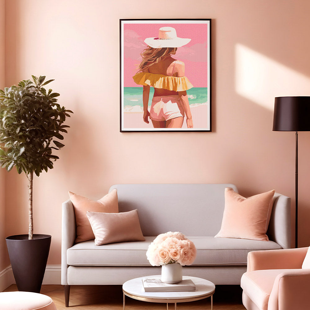 Diamond Painting 40x50 auf Keilrahmen gespannt Figured’Art Schönheit am Meer - Kidis Art