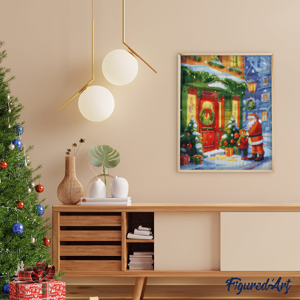Diamond Painting 40x50 auf Keilrahmen gespannt Figured’Art Begegnung mit dem Weihnachtsmann 2 - Kidis Art