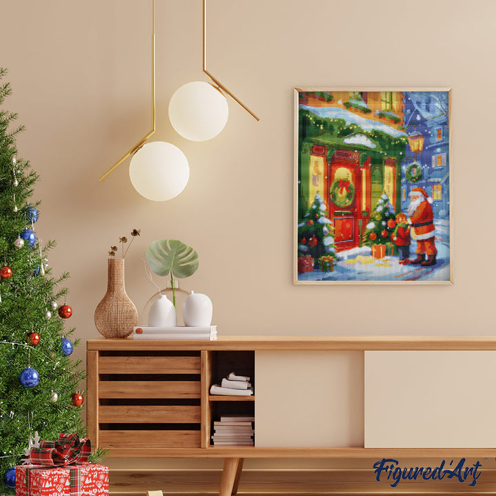 Diamond Painting 40x50 auf Keilrahmen gespannt Figured’Art Begegnung mit dem Weihnachtsmann 2 - Kidis Art